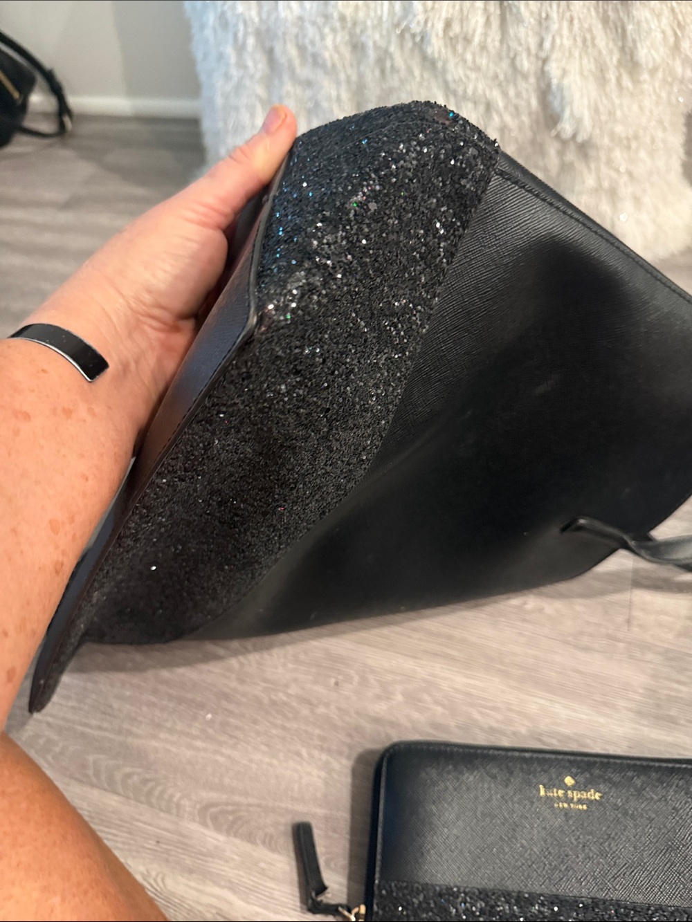kate spade Black Tote with Glitter Accent and Matching Wallet - Picture 5 of 8